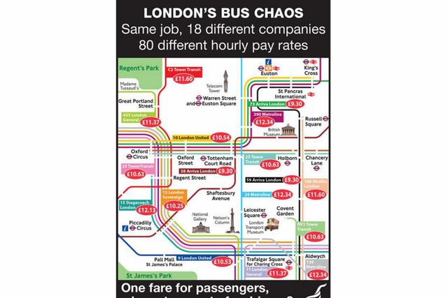 Unite produced a map to help passengers understand why workers are striking