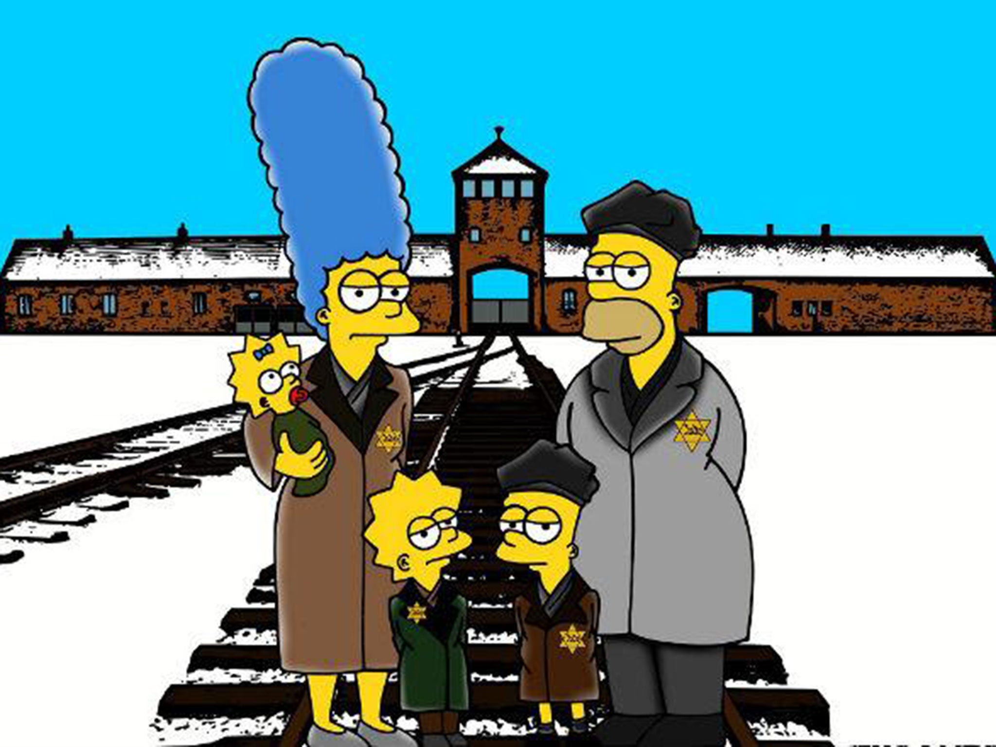 The Simpsons redrawn as Auschwitz prisoners in aleXsandro Palombo's harrowing cartoons