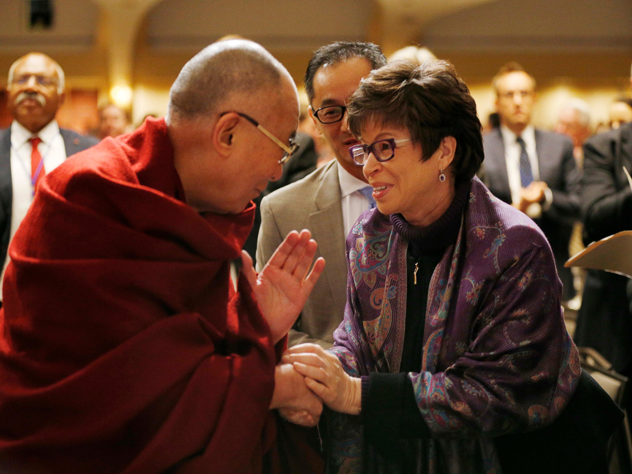 The Dalai Lama was sat next to presidential advisor Valerie Jarrett