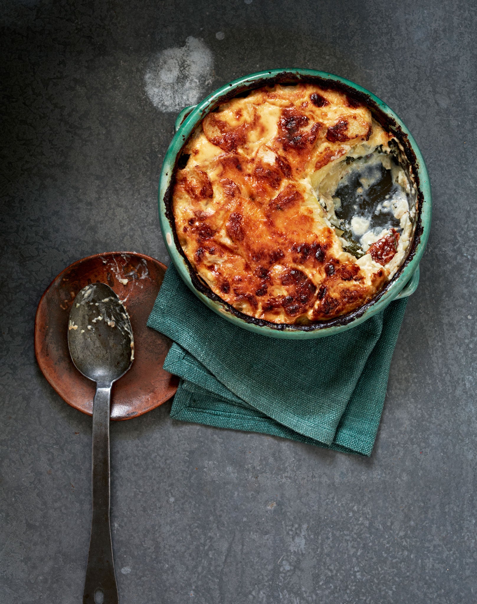 Luxurious: Potato, celeriac and chard gratin