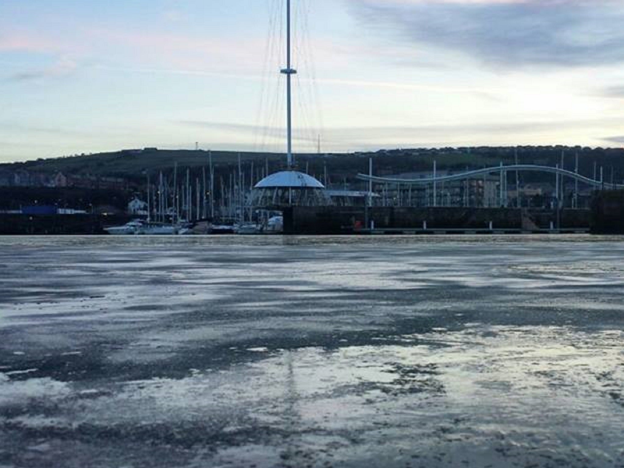 The Whitehaven Marina in Cumbria froze on Wednesday 4 February 2015