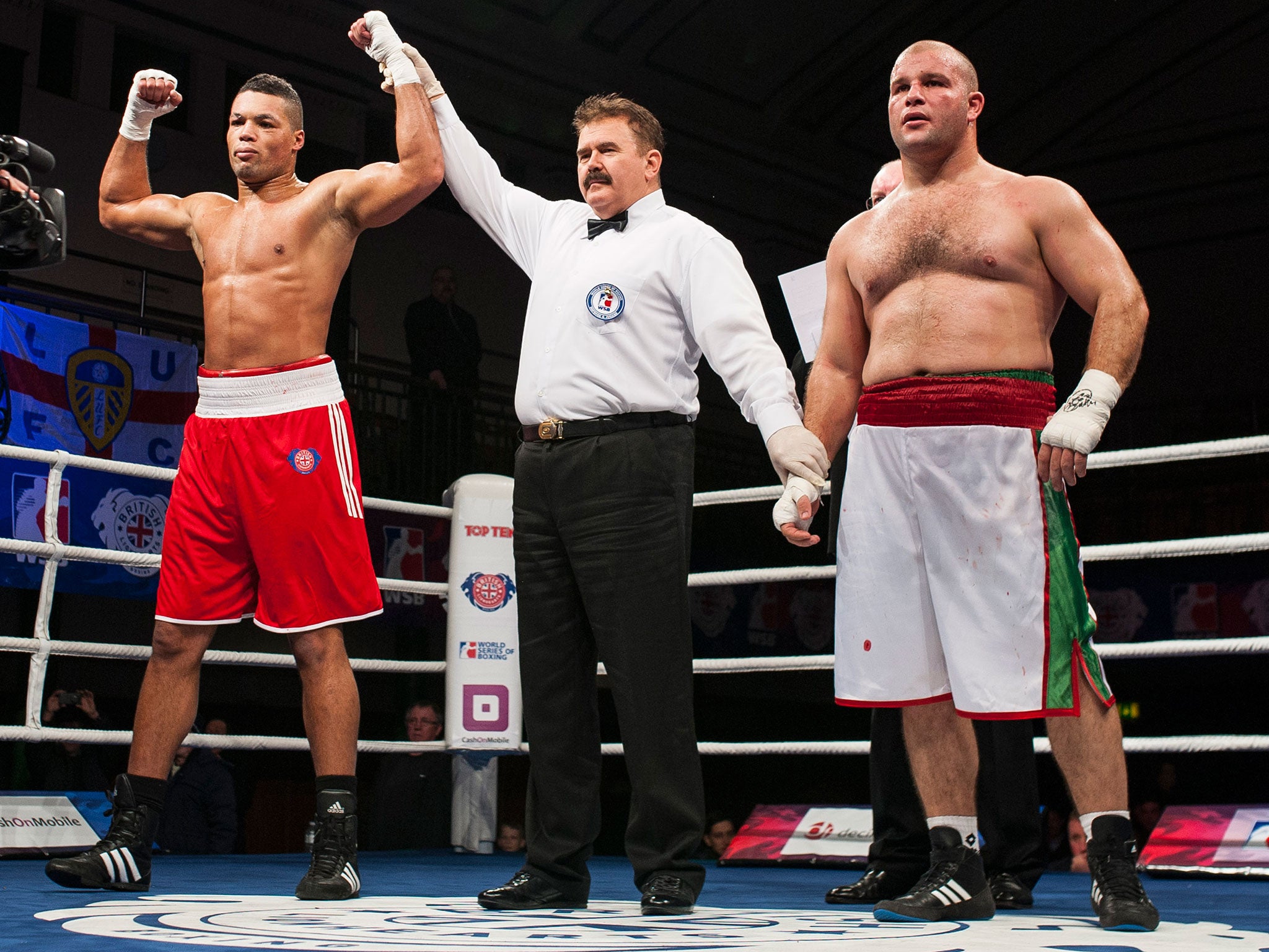 Joe Joye celebrates his win over fight against Mohamed Grimes