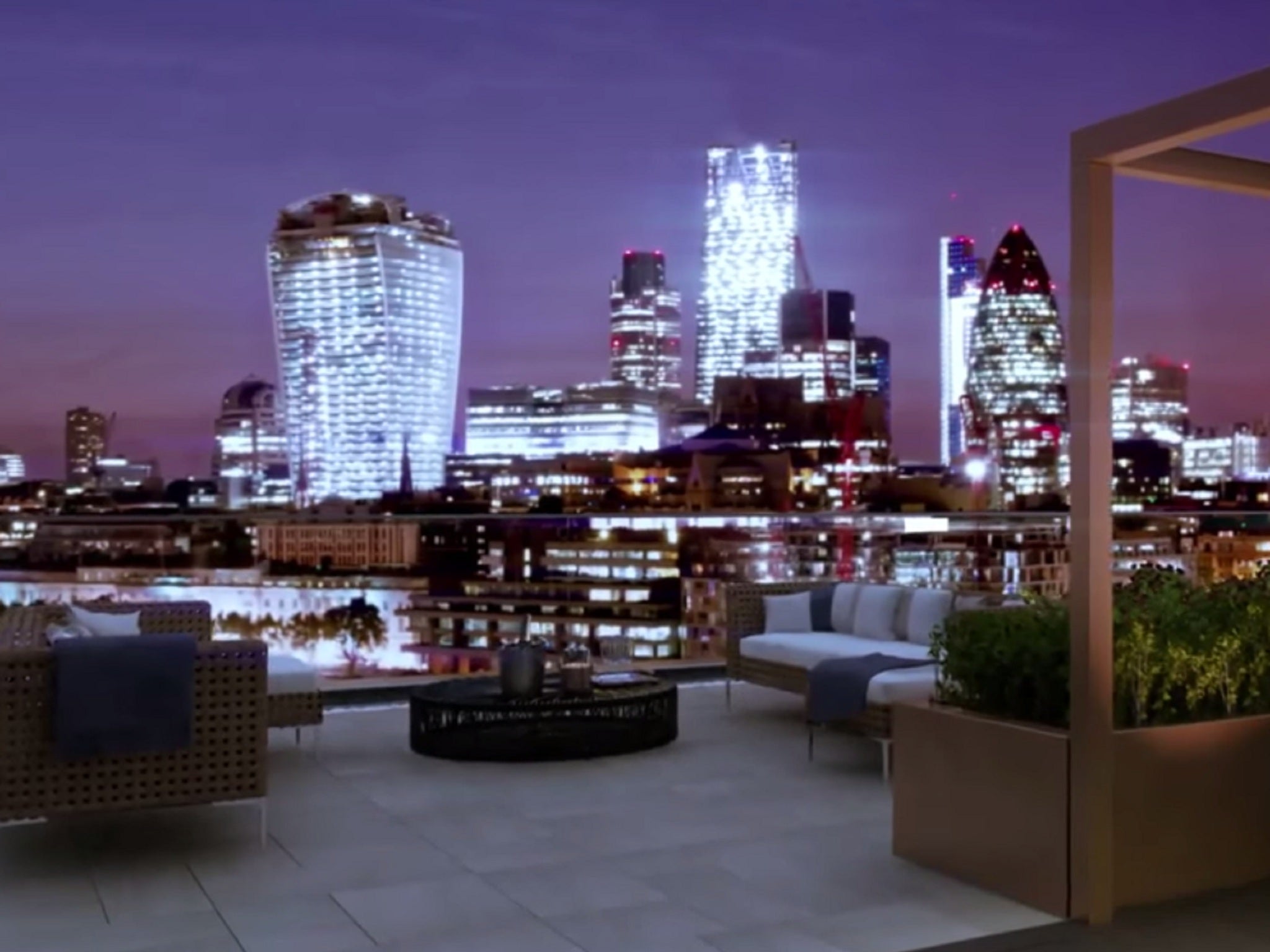 A penthouse rooftop garden on the Tower Bridge development