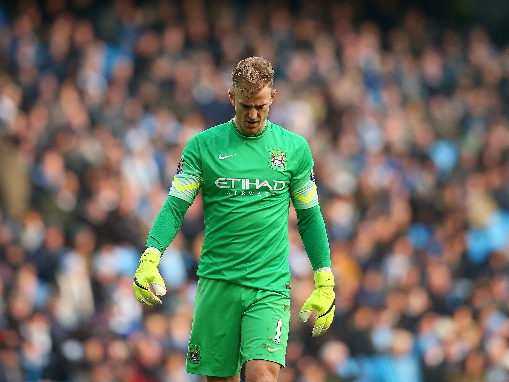 Joe Hart reacts after conceding against Hull