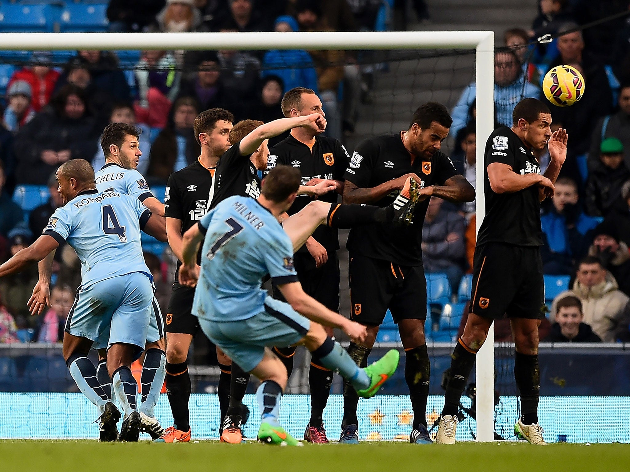 James Milner curls a free-kick in to the back of the net to salvage a 1-1 draw with Hull