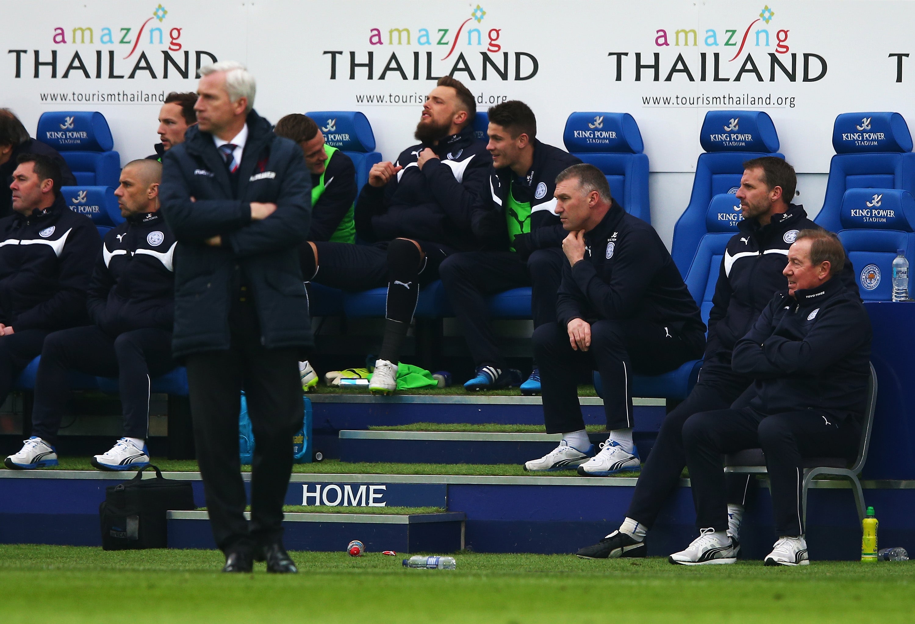 Nigel Pearson and Alan Pardew watch on