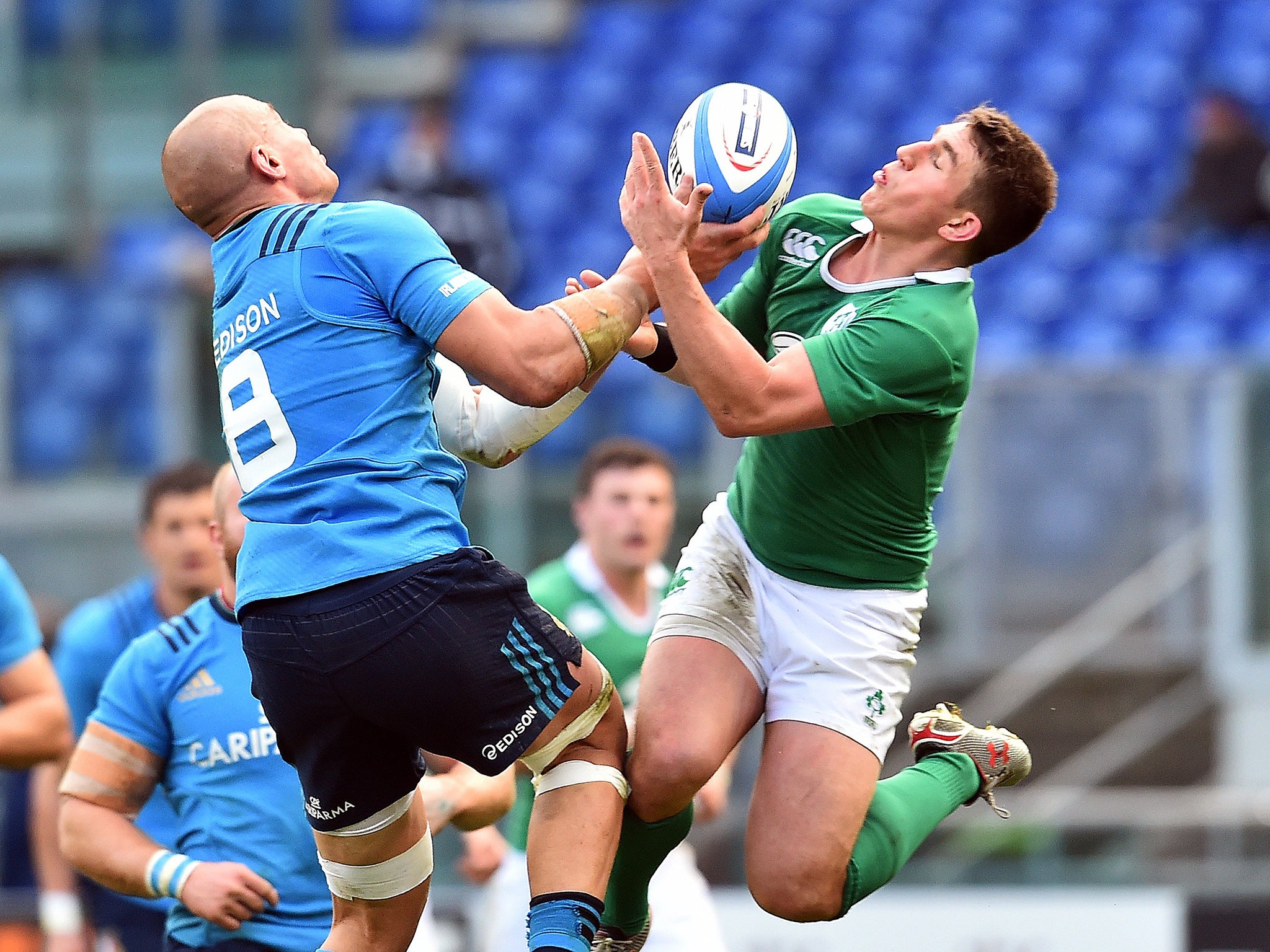 Ian Keatley in action for Ireland against Italy