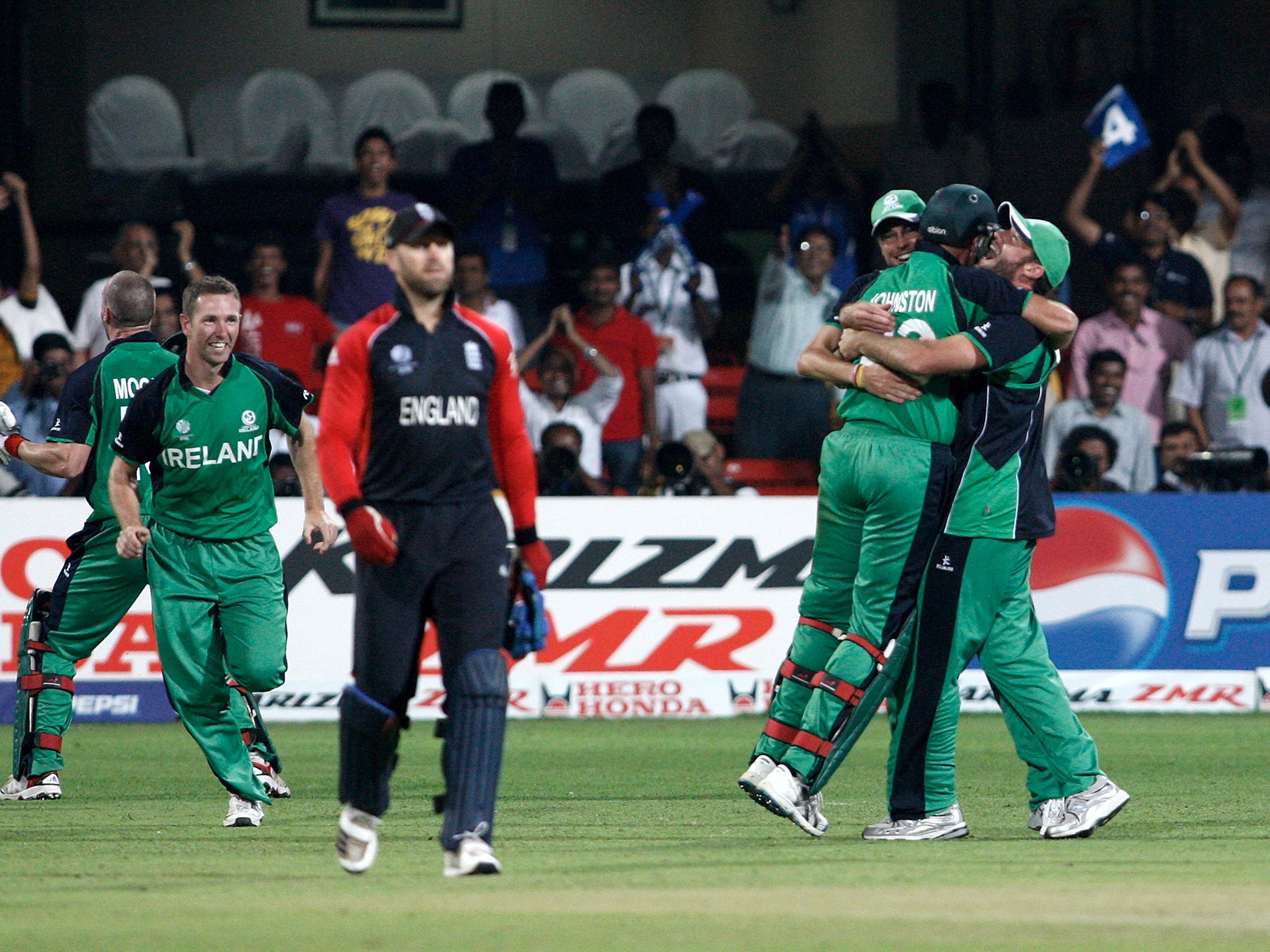 Ireland celebrate their victory over England at the 2011 World Cup – a triumph that has not led to more meetings between the countries