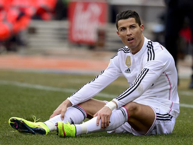 Cristiano Ronaldo reacts during the 4-0 defeat to Atletico