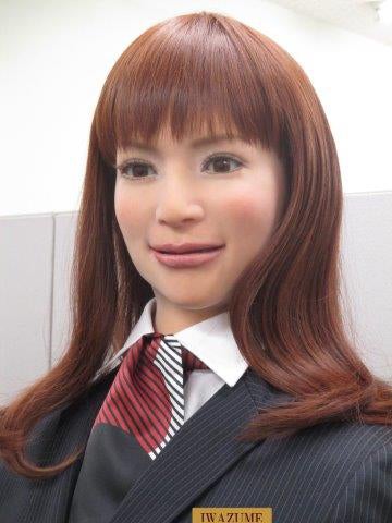 One of the ten robot hoteliers, named Iwazume