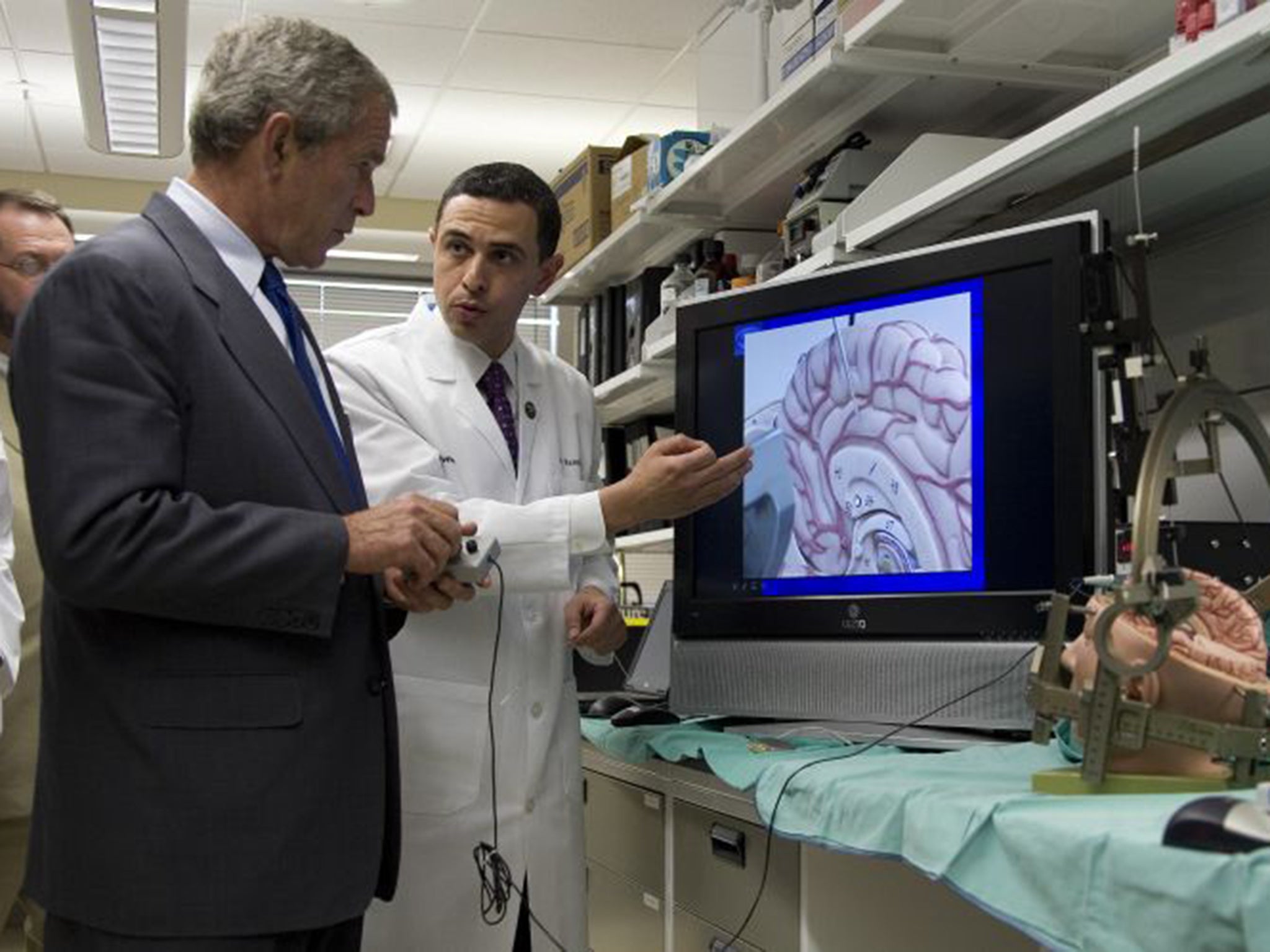 The then US President George W Bush at the Cleveland Clinic in Ohio in 2007