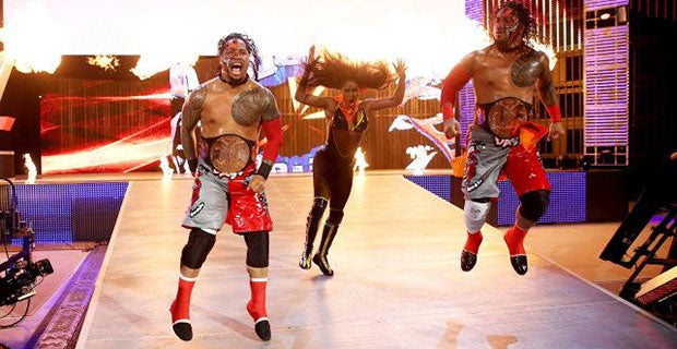 The Usos makes their entrance to face Tyson Kidd and Cesaro