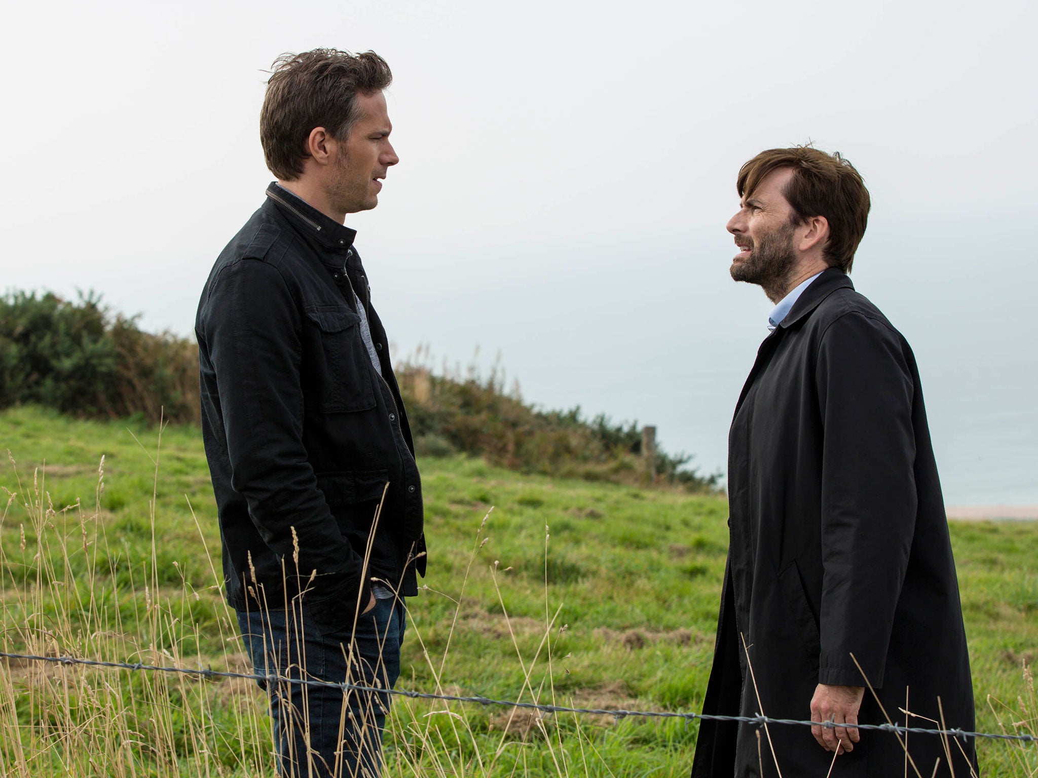 Lee Ashworth and Alec Hardy argue in Broadchurch: The series has been criticised for its implausible plotlines