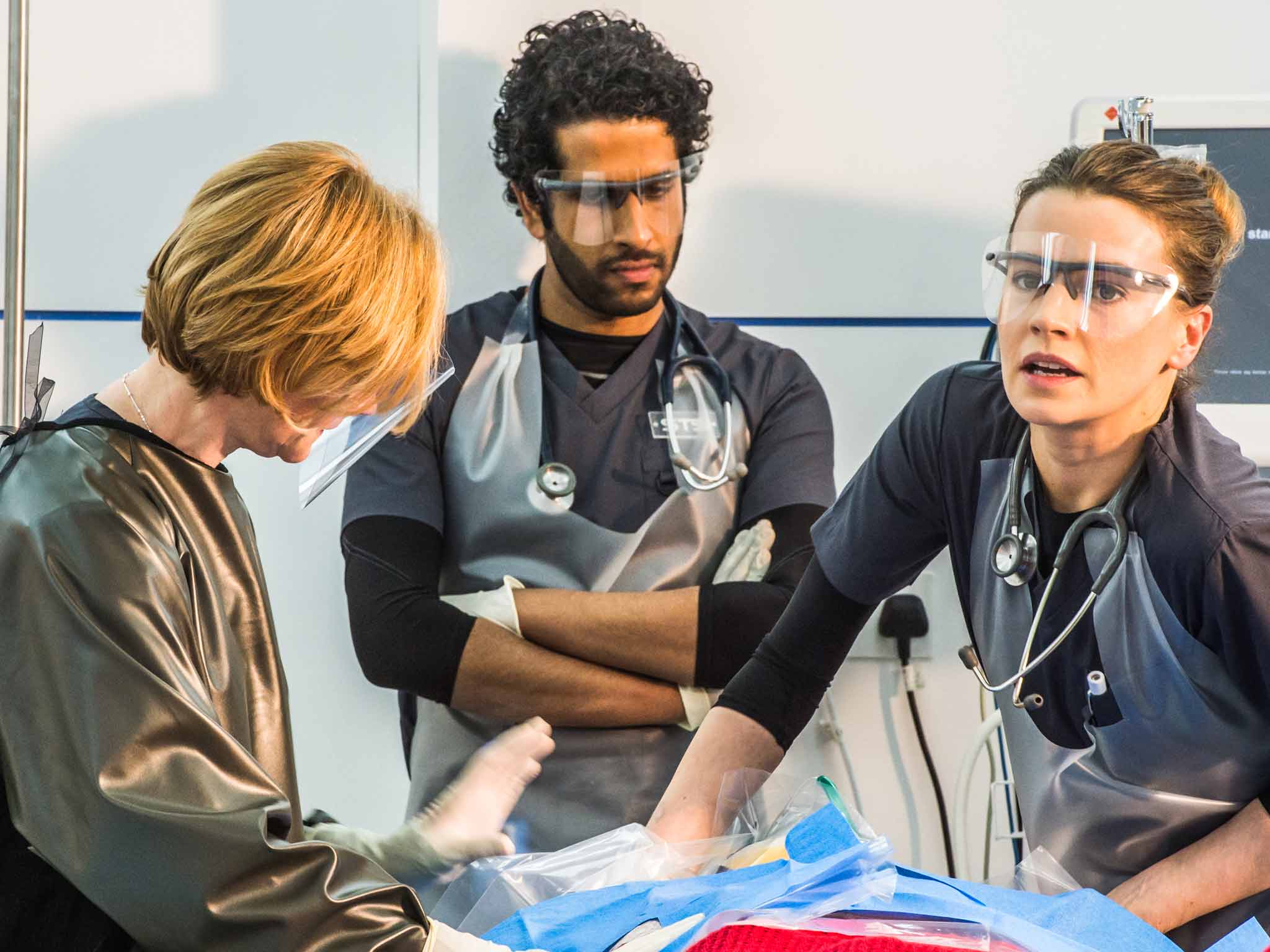 Smooth operators: Claire Skinner, Prasanna Puwanarajah and Catherine Walker in 'Critical'