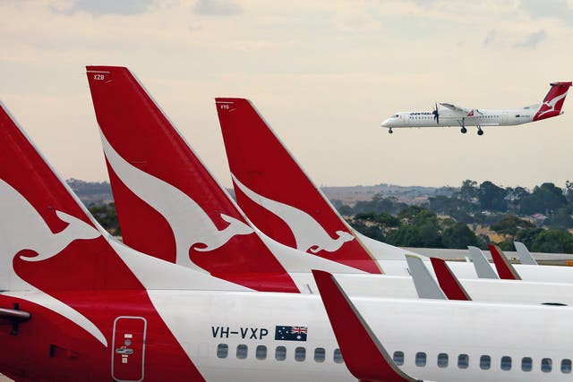 A Qantas aeroplane comes in to land at Melbourne Tullamarine Airport on February 25, 2014 in Melbourne, Australia