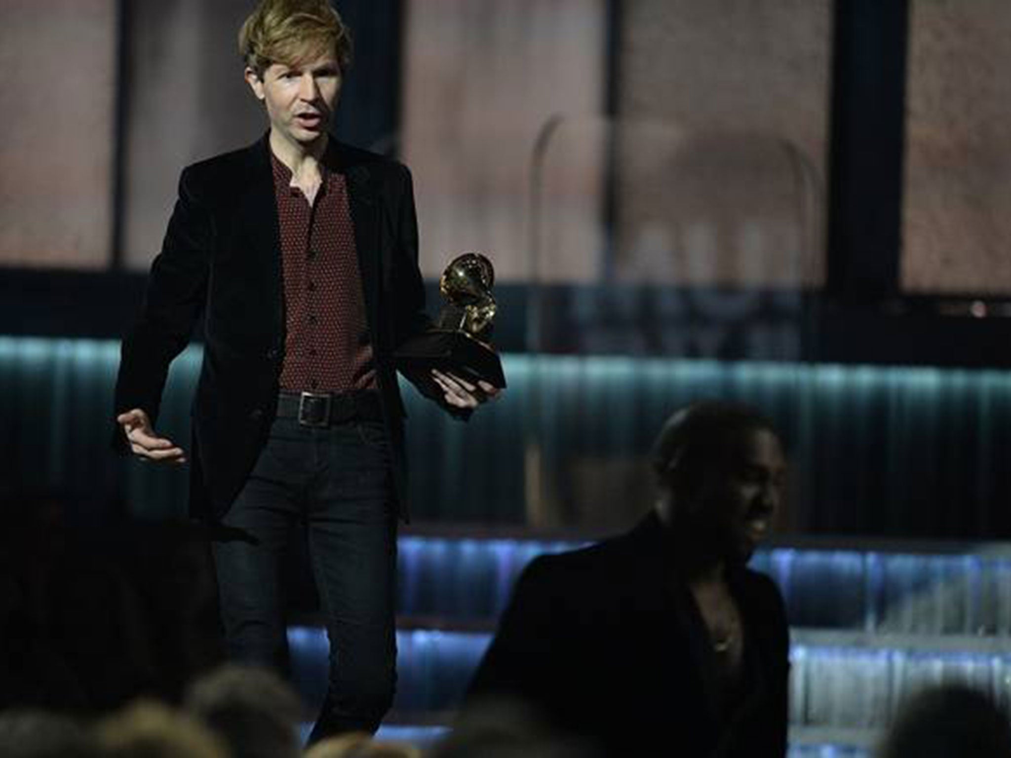 Kanye West jokingly stormed the stage during Beck's Grammys acceptance speech
