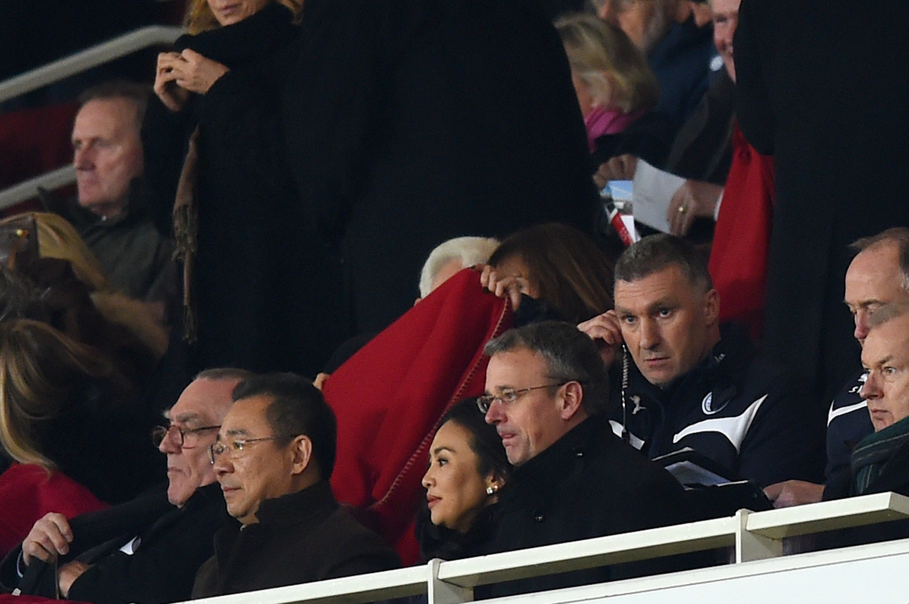 Nigel Pearson joined Leicester chairman Vichai Srivaddhanaprabha in the stands