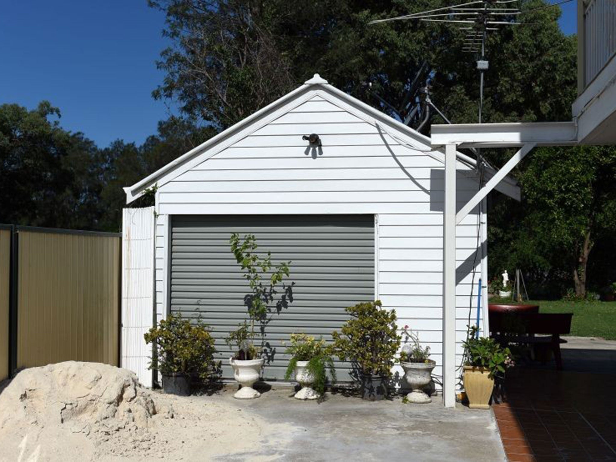 A converted garage at the rear of the property in the Fairfield district of Sydney, where Omar Al-Kutobi, 24, and Mohammad Kiad, 25, were arrested