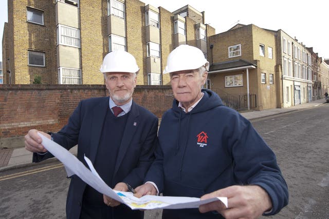 Colonel Geoffrey Cardozo, (right) and Dave Buckley discuss the plans for the home’s redevelopment