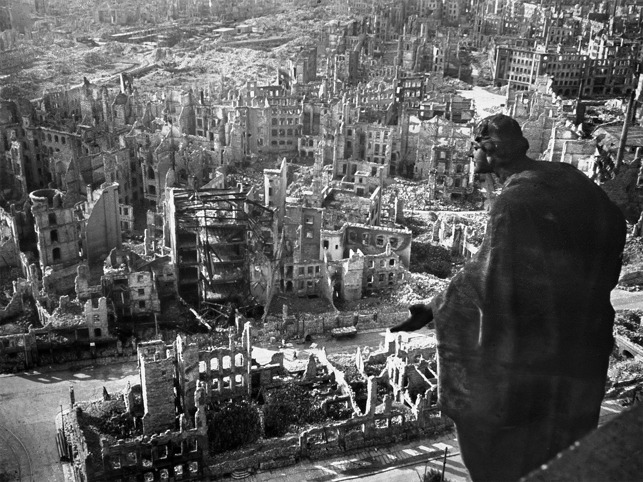 The Old Town after the allied bombings destroyed Dresden (Getty)