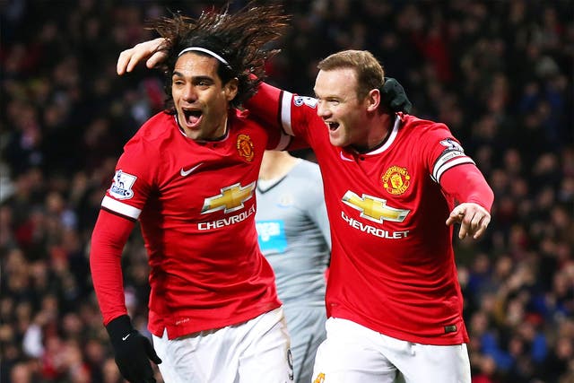 Mismatch: stars such as United’s Falcao (left) and Wayne Rooney earn six-figure weekly sums while others go short