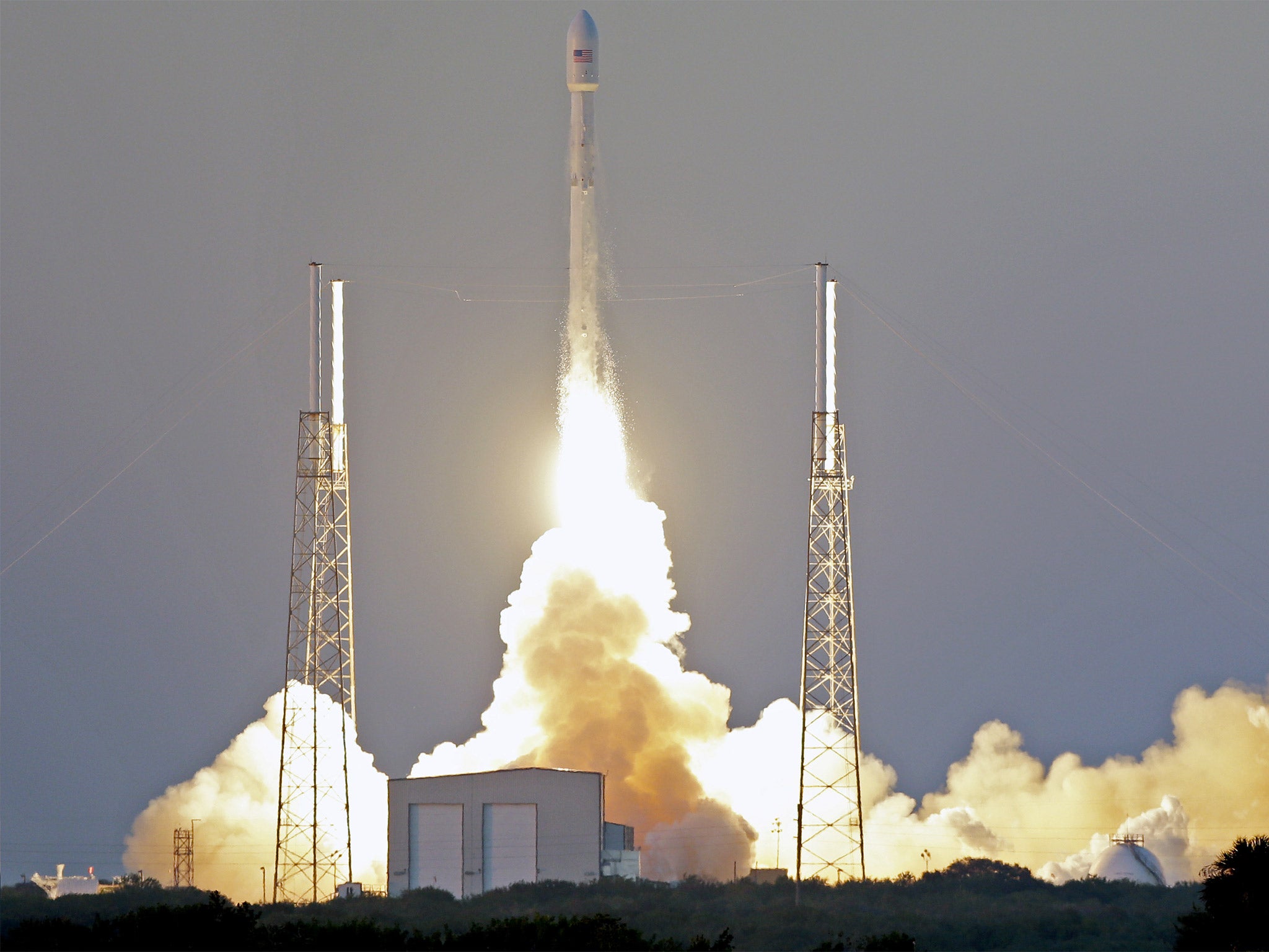 The Falcon 9 SpaceX rocket lifts off from Cape Canaveral, Florida