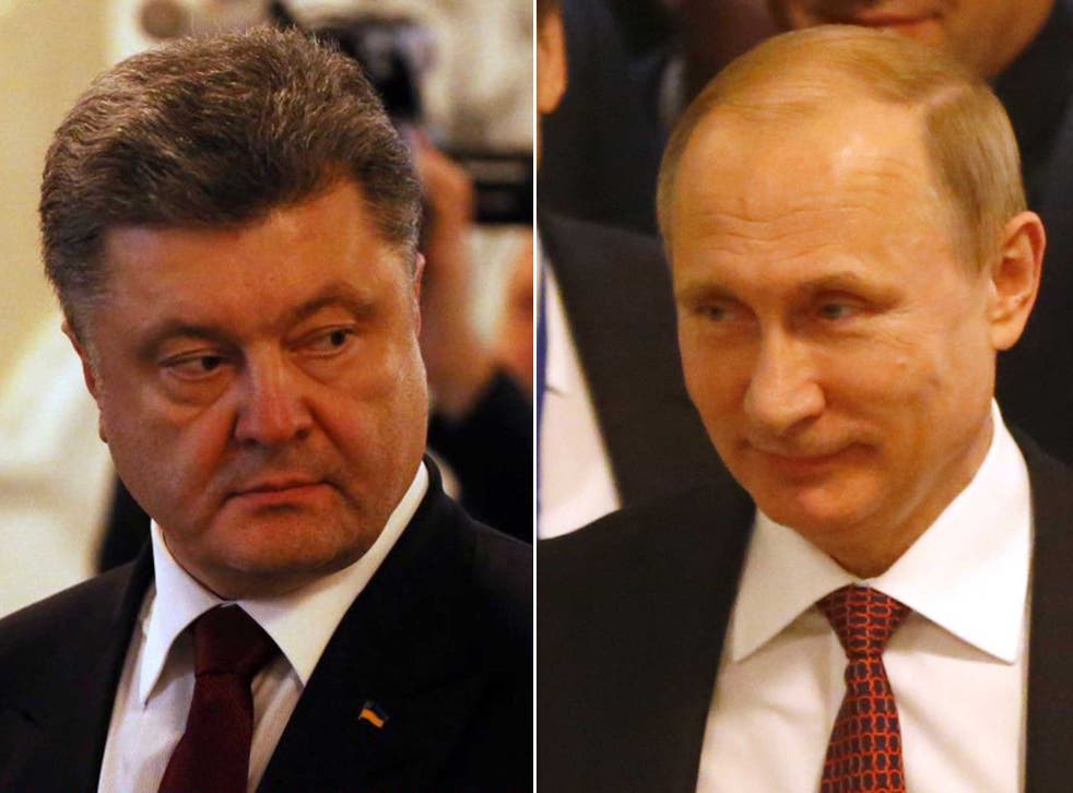 Ukrainian leader Petro Poroshenko and Russian leader Vladimir Putin