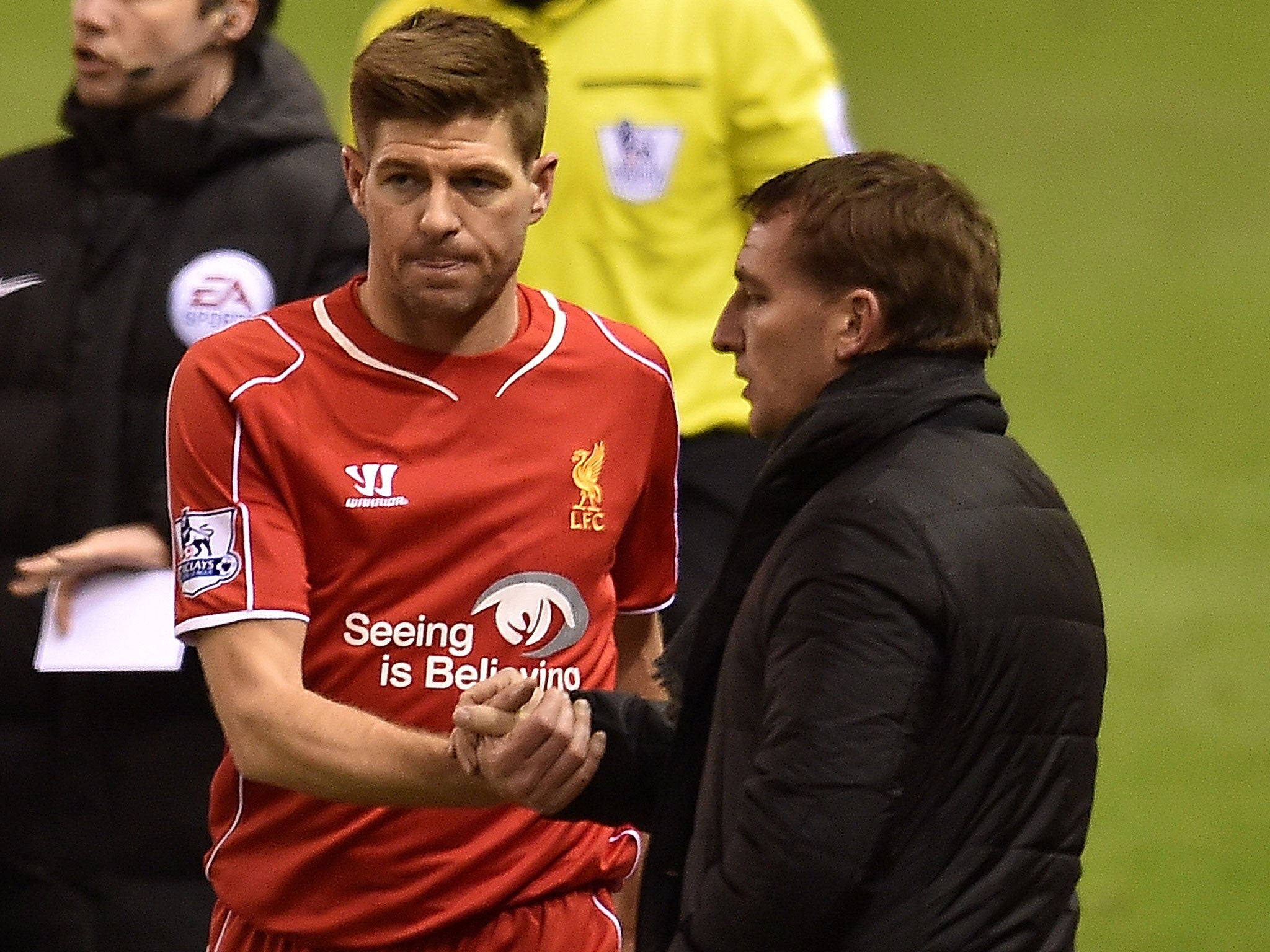 Steven Gerrard was forced off during the 3-2 win over Spurs after suffering a hamstring injury
