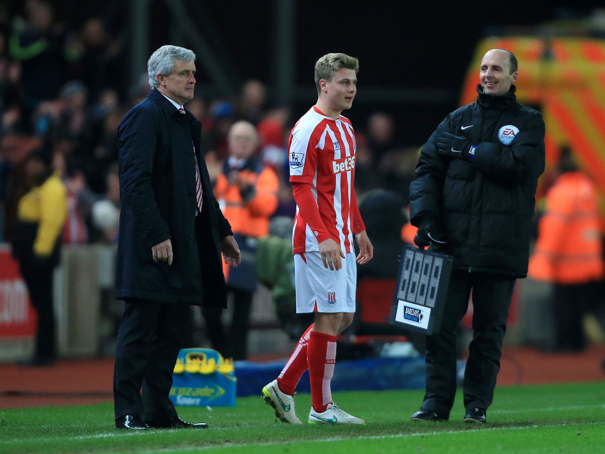 Shenton was sent on by Mark Hughes for his Premier League debut