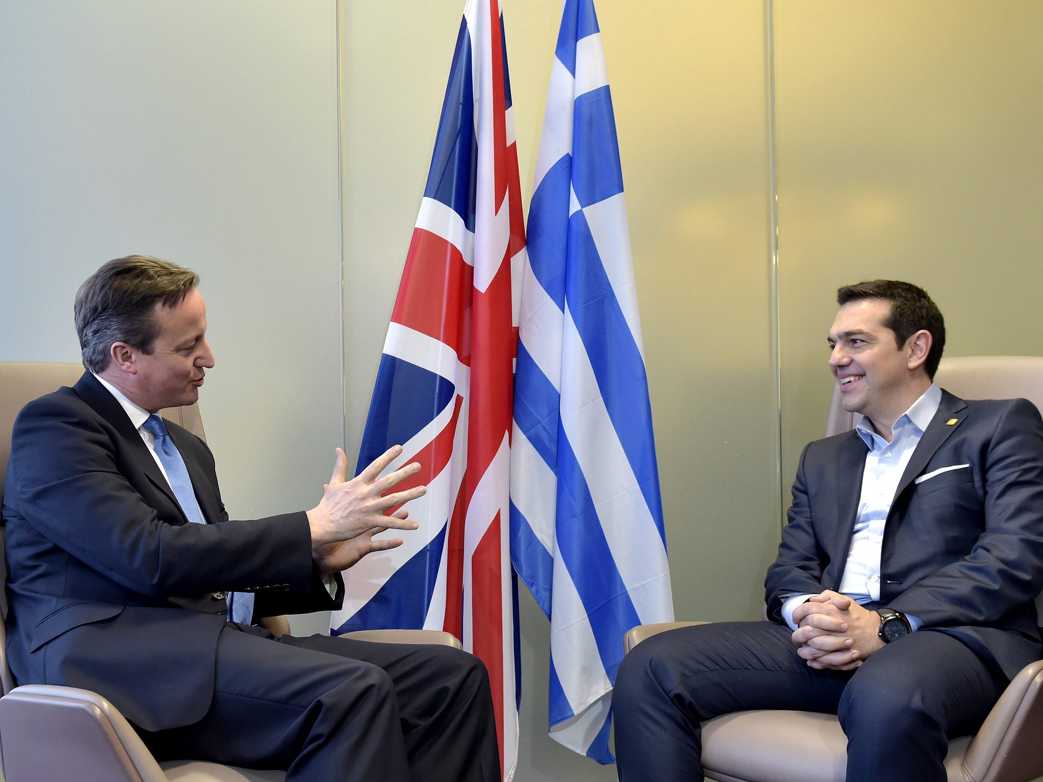 David Cameron and the Greek PM Alexis Tsipras met on the sidelines of the EU leaders summit in Brussels