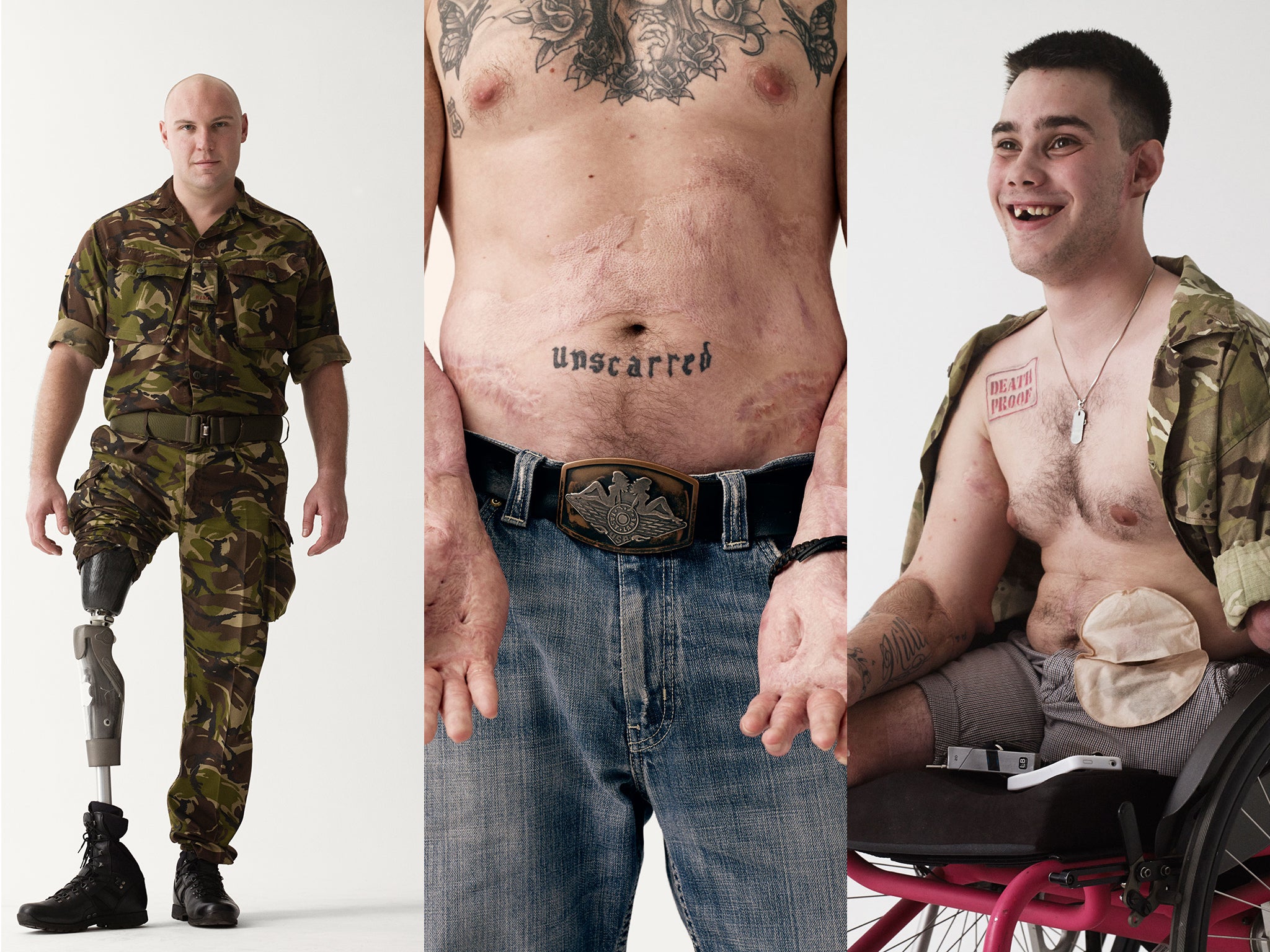 The musician Bryan Adams let us use his photos of wounded veterans as a visual representation of the hardships faced by soldiers both abroad and at home
