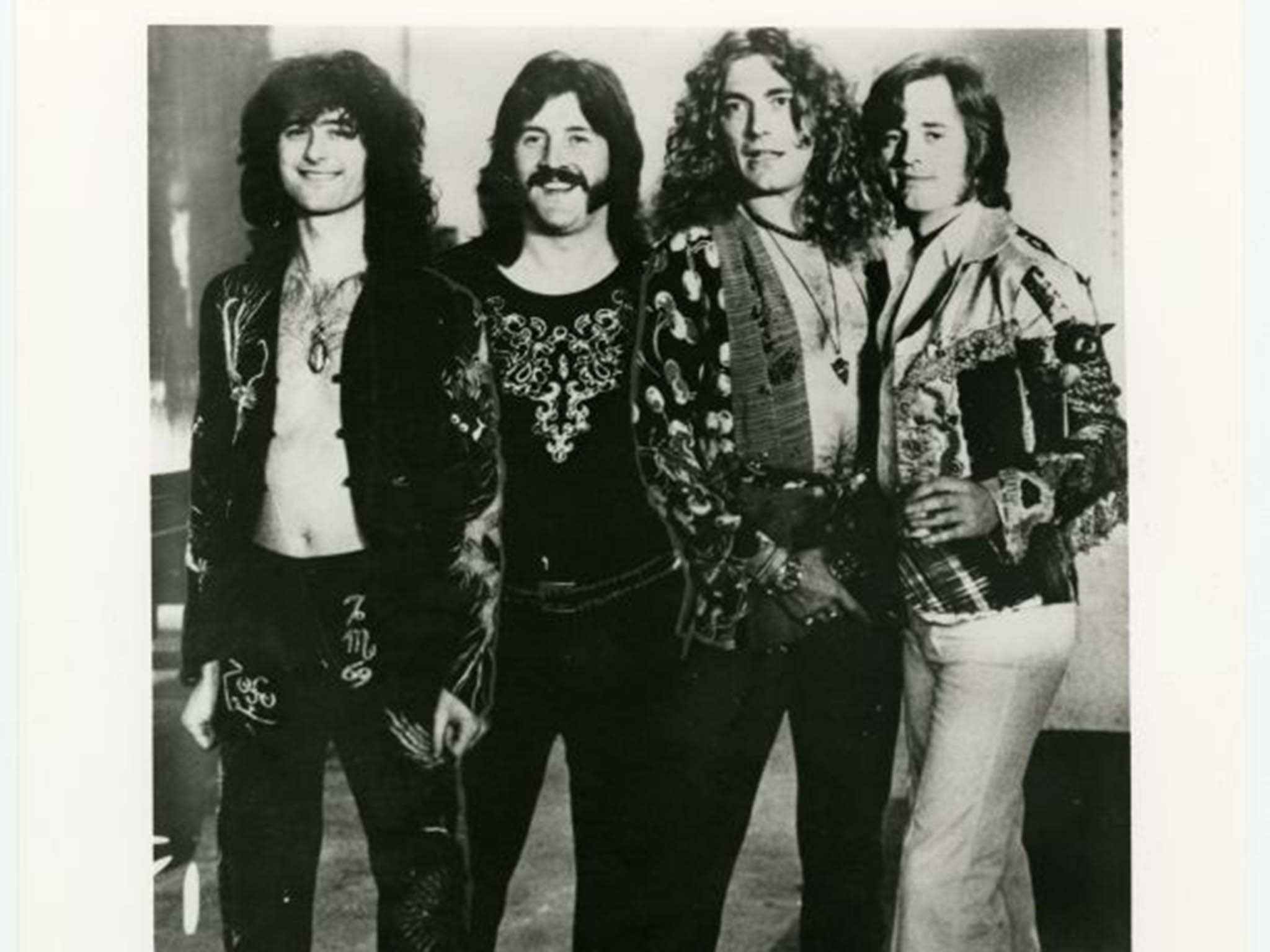 Jimmy Page, John Bonham, Robert Plant and John Paul Jones of Led Zeppelin in 1975