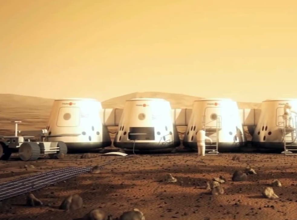An artist’s impression of how the Mars One settlement will look