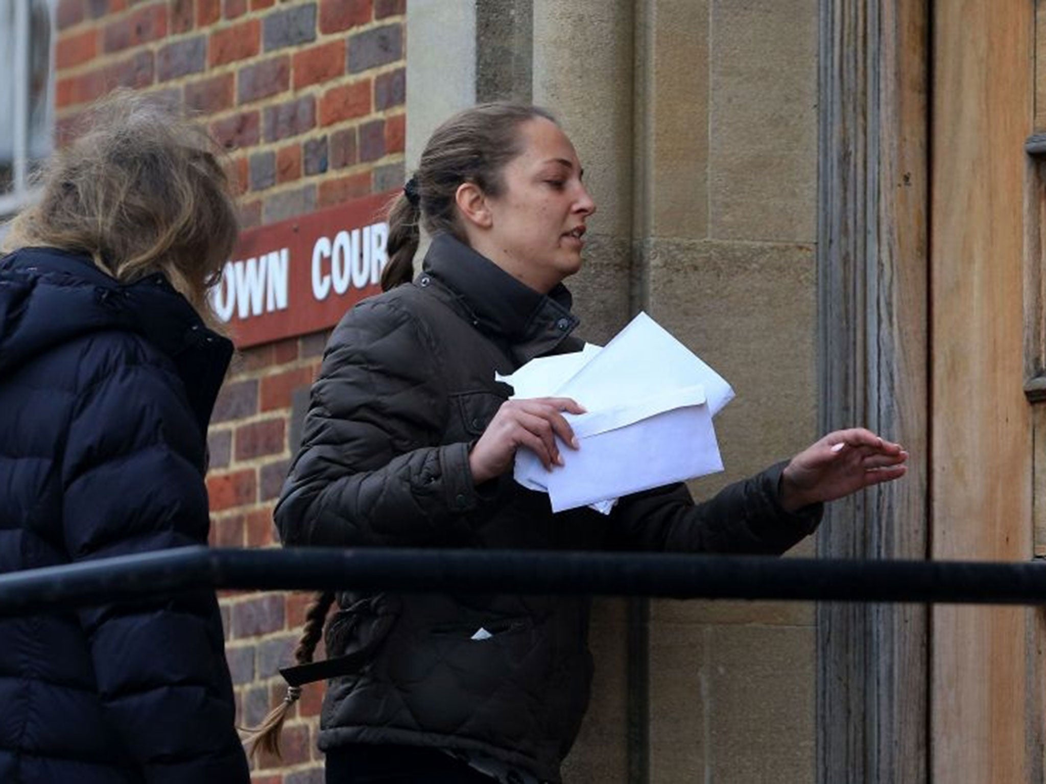 Tina Love arrives at Chichester Crown Court in West Sussex for sentencing after being found guilty of inflicting grievous bodily harm with intent for biting off another woman's nose at Butlin's in Bognor Regis during a pantomime 2013.