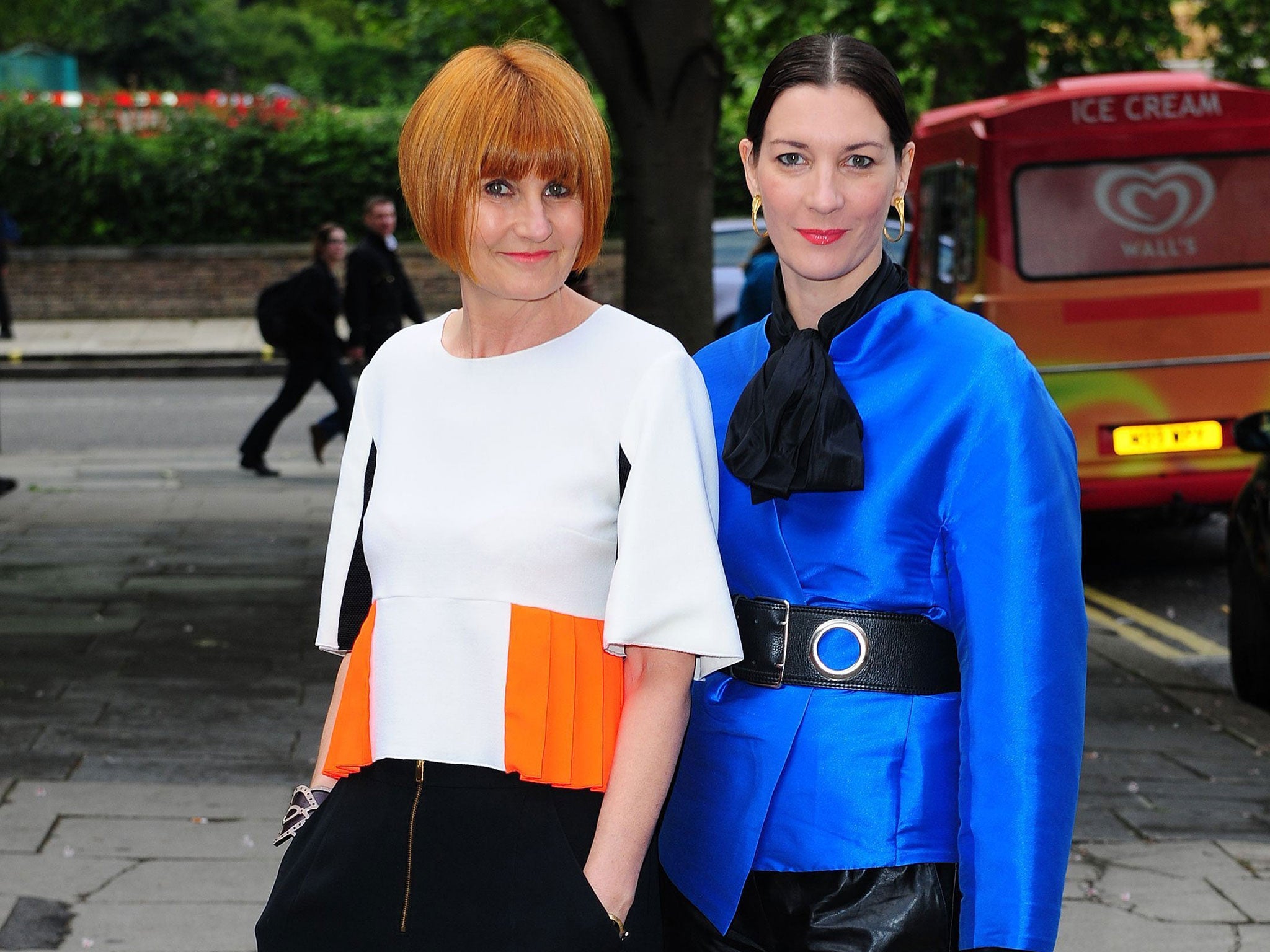 Mary Portas (left) and Melanie Rickey as Portas has revealed her brother is the biological father of her son