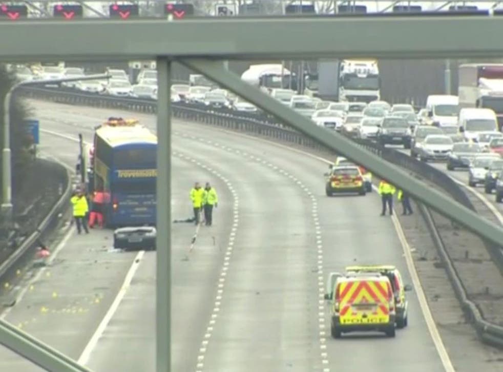 Three men died when a coach crashed into their car on the M1