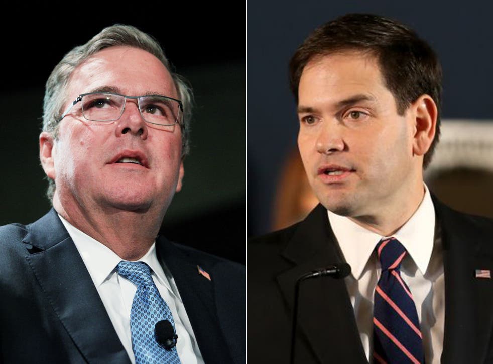 Bush, left, and Rubio have spent the past several weeks travelling across the US, wooing donors and party activists