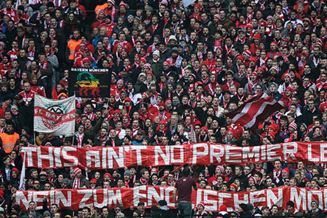 A banner is unveiled by Bayern Munich
