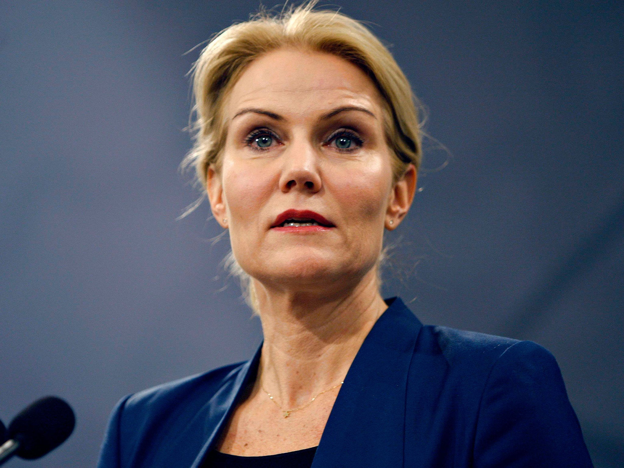 Danish Prime Minister Helle Thorning-Schmidt speaks during a news conference