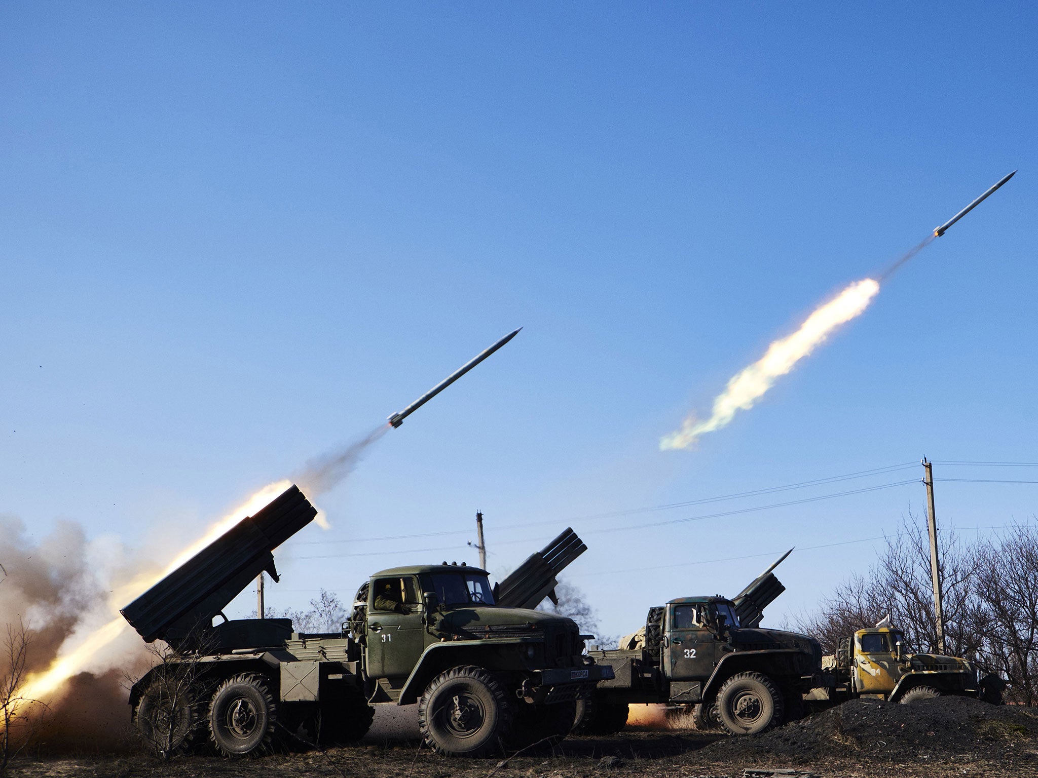 Pro Russian rebels fire grad rockets on Ukrainian positions