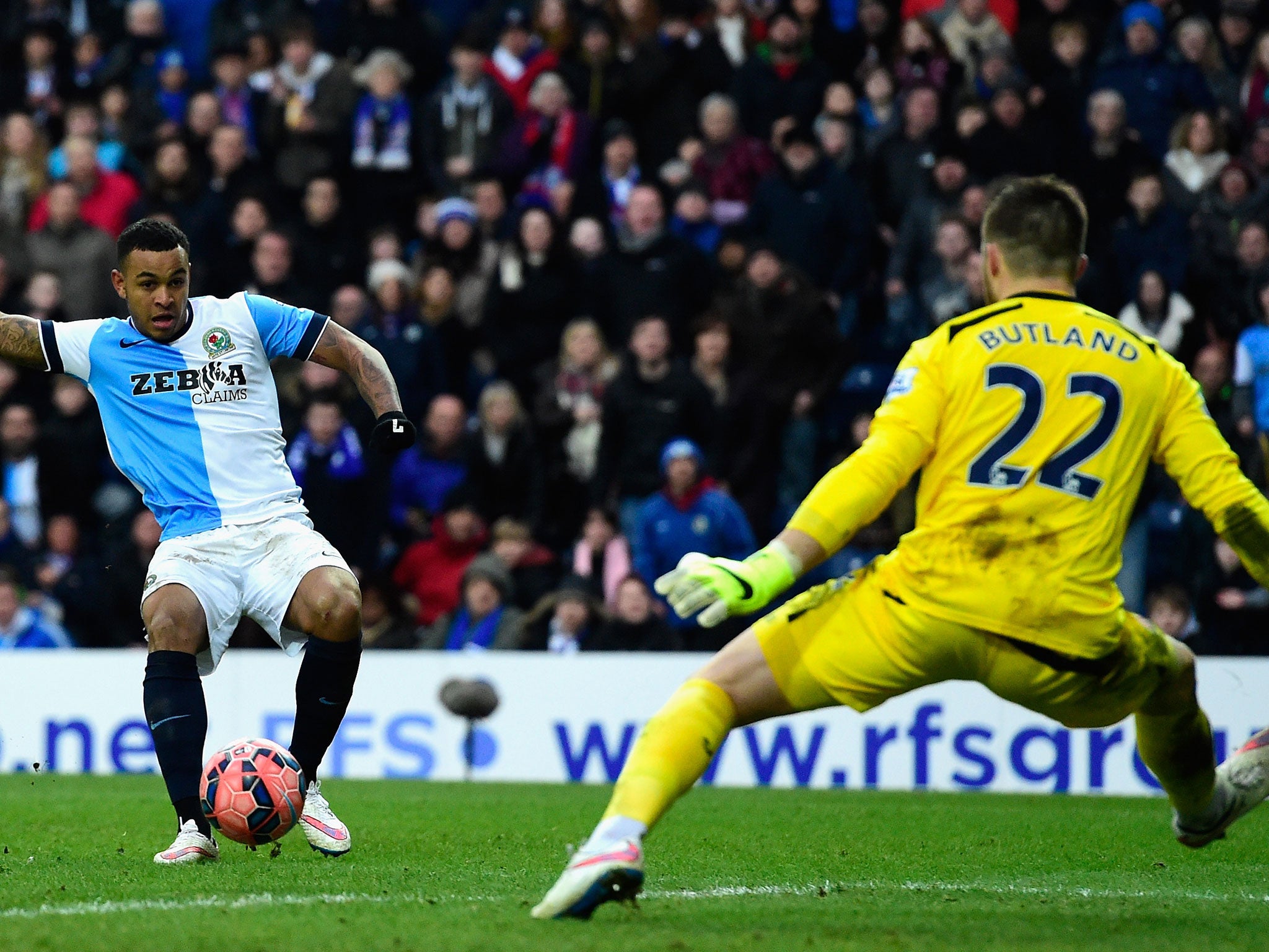 Josh King, left, scored a hat-trick to send Blackburn into the sixth round of the FA Cup
