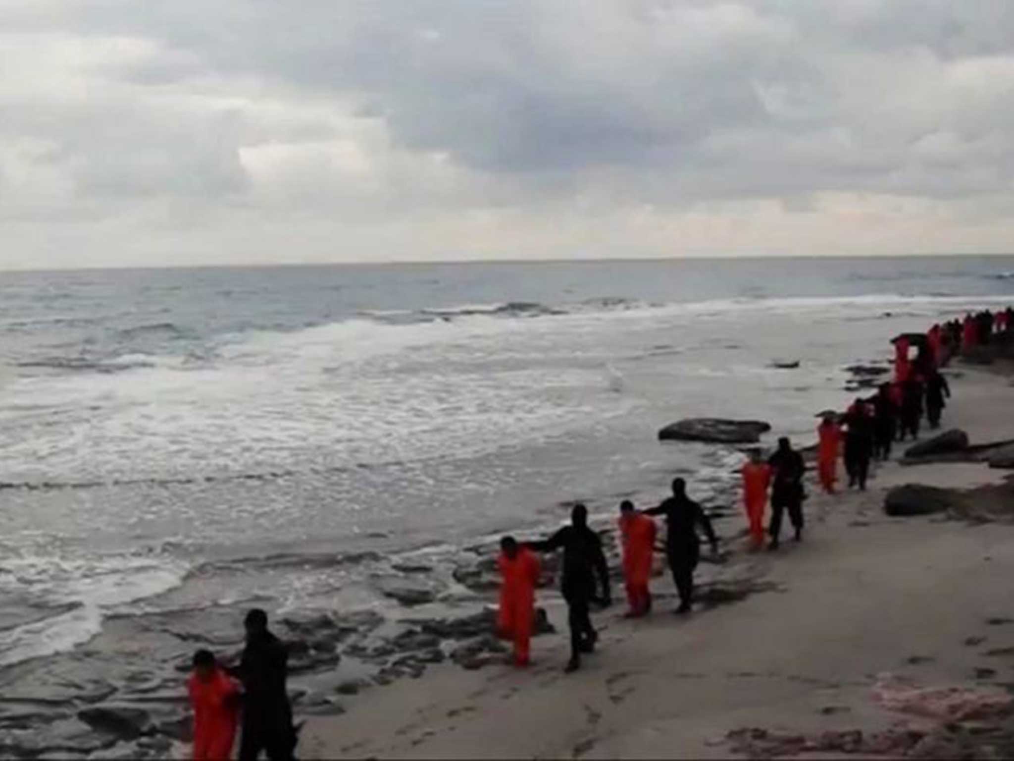 A still from the Isis video, purportedly showing the execution