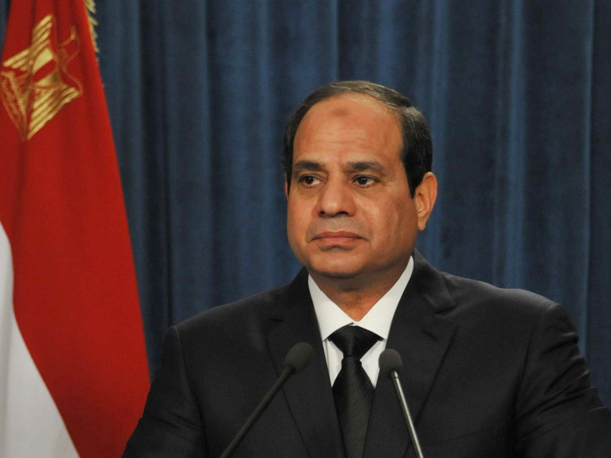 President Abdel Fattah al-Sisi makes a statement after Isis released a video purporting to show the beheading of 21 Coptic Christian hostages
