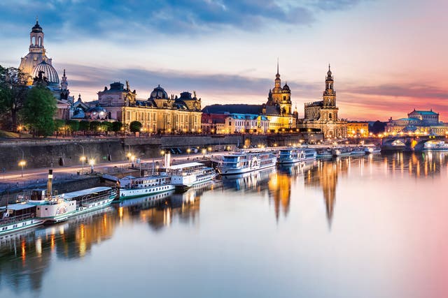 Phoenix nights: The rejuvenated Dresden skyline, as seen from the Elbe