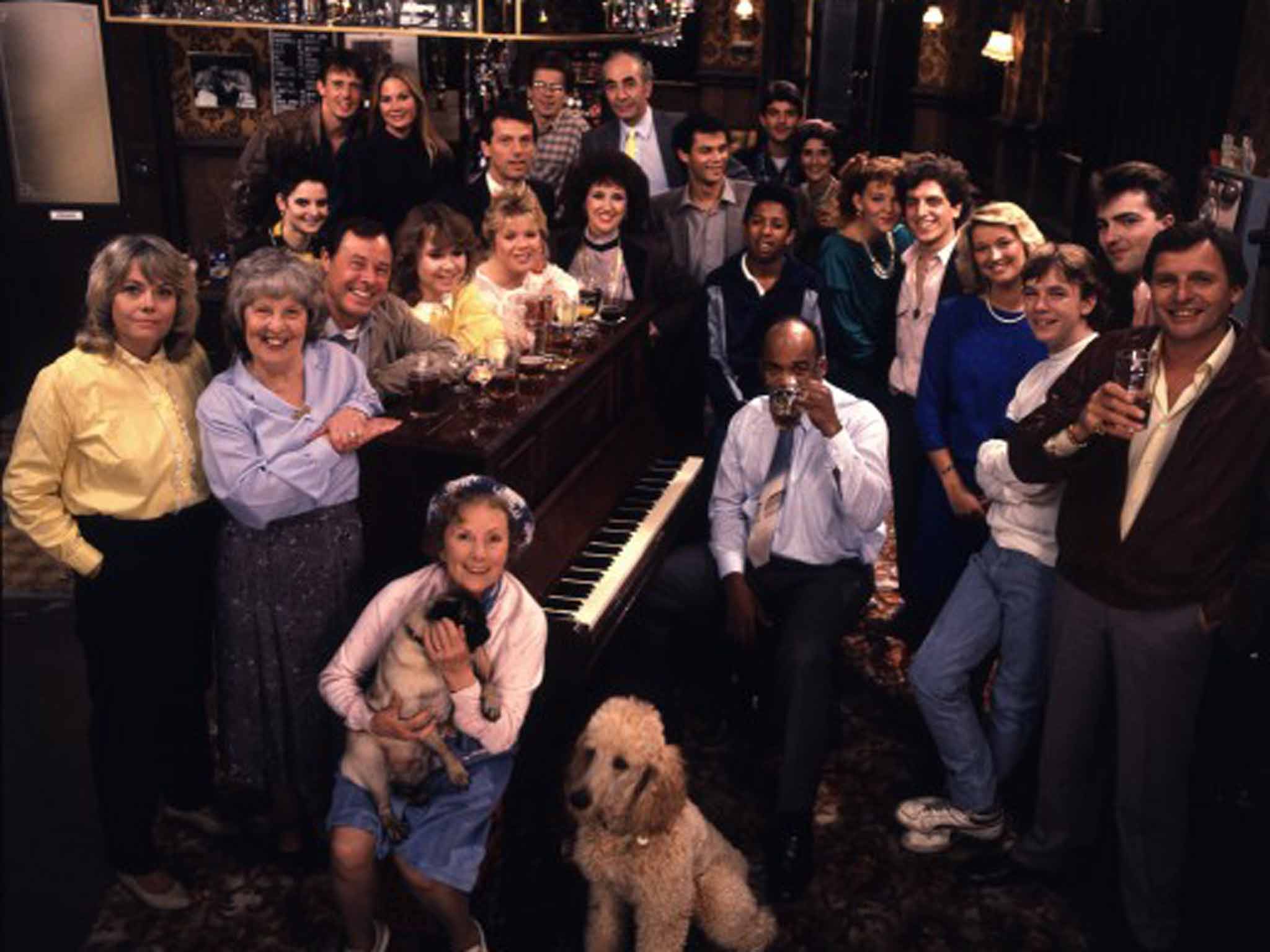 The original line-up of 'EastEnders' in 1985, including Den and AngieWatts and 'Nasty' Nick