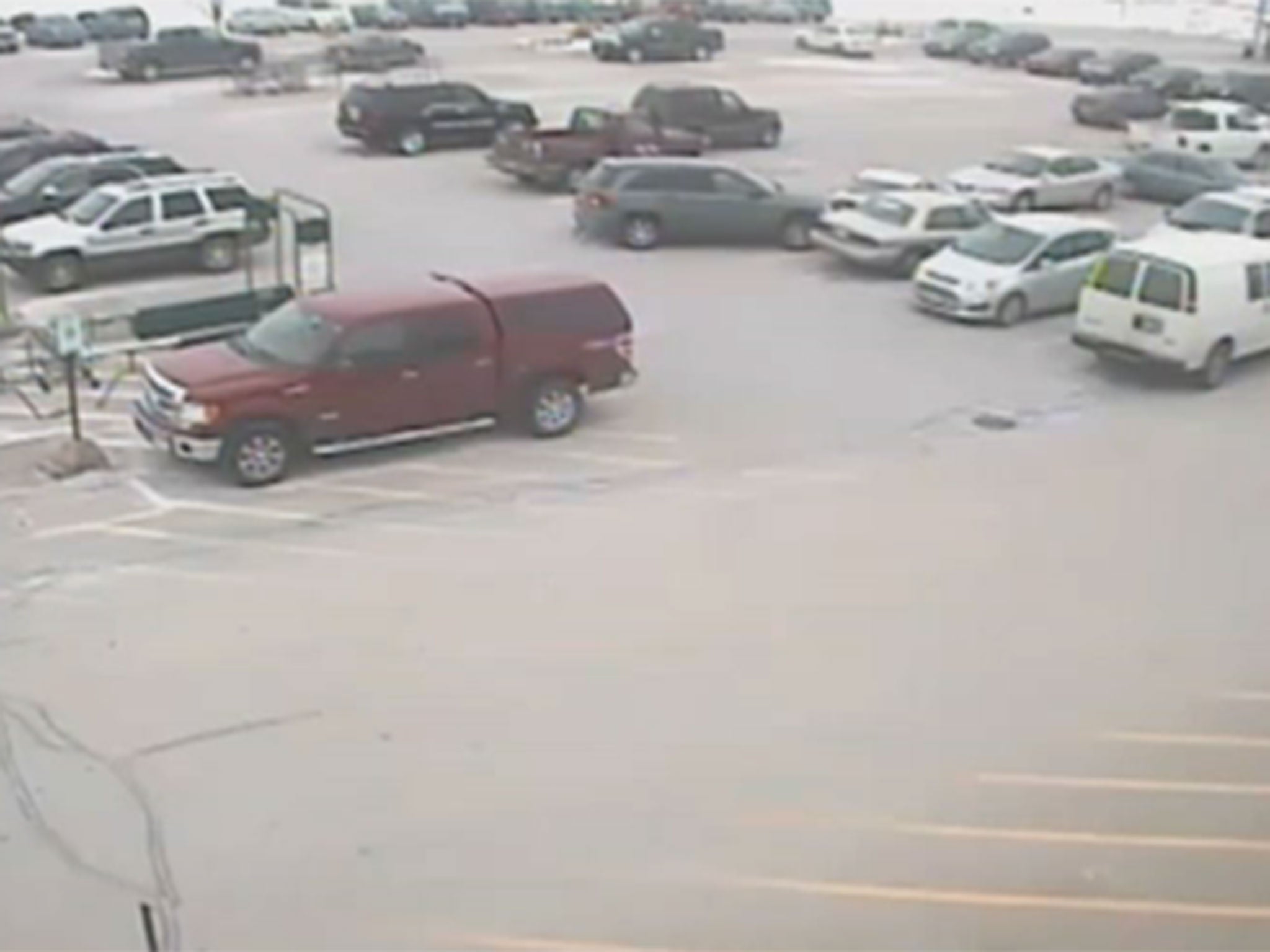 The pensioner gets his foot stuck on the accelerator and crashes into three cars.