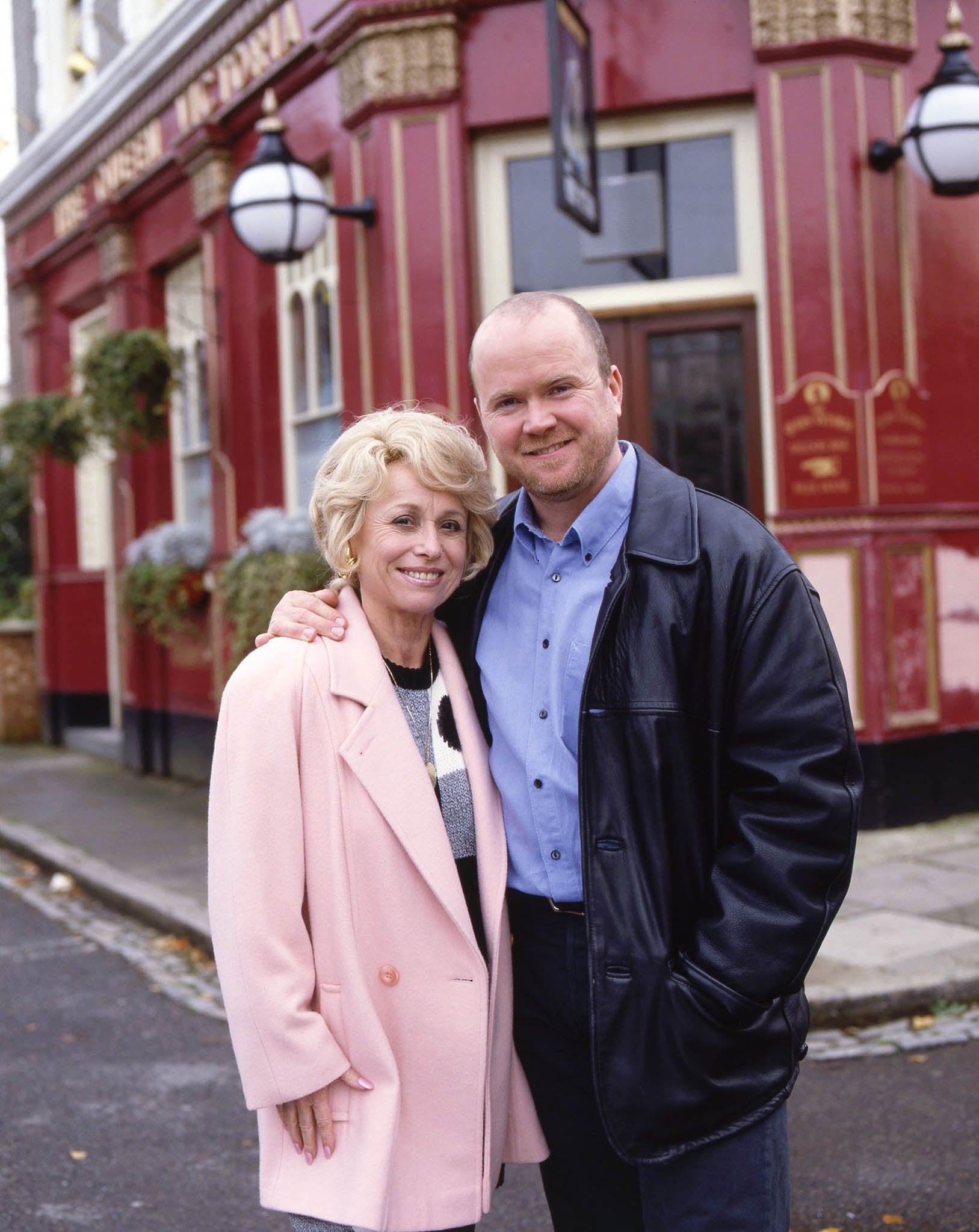 Peggy Mitchell with her son Phil, before Barbara Windsor's departure from the show