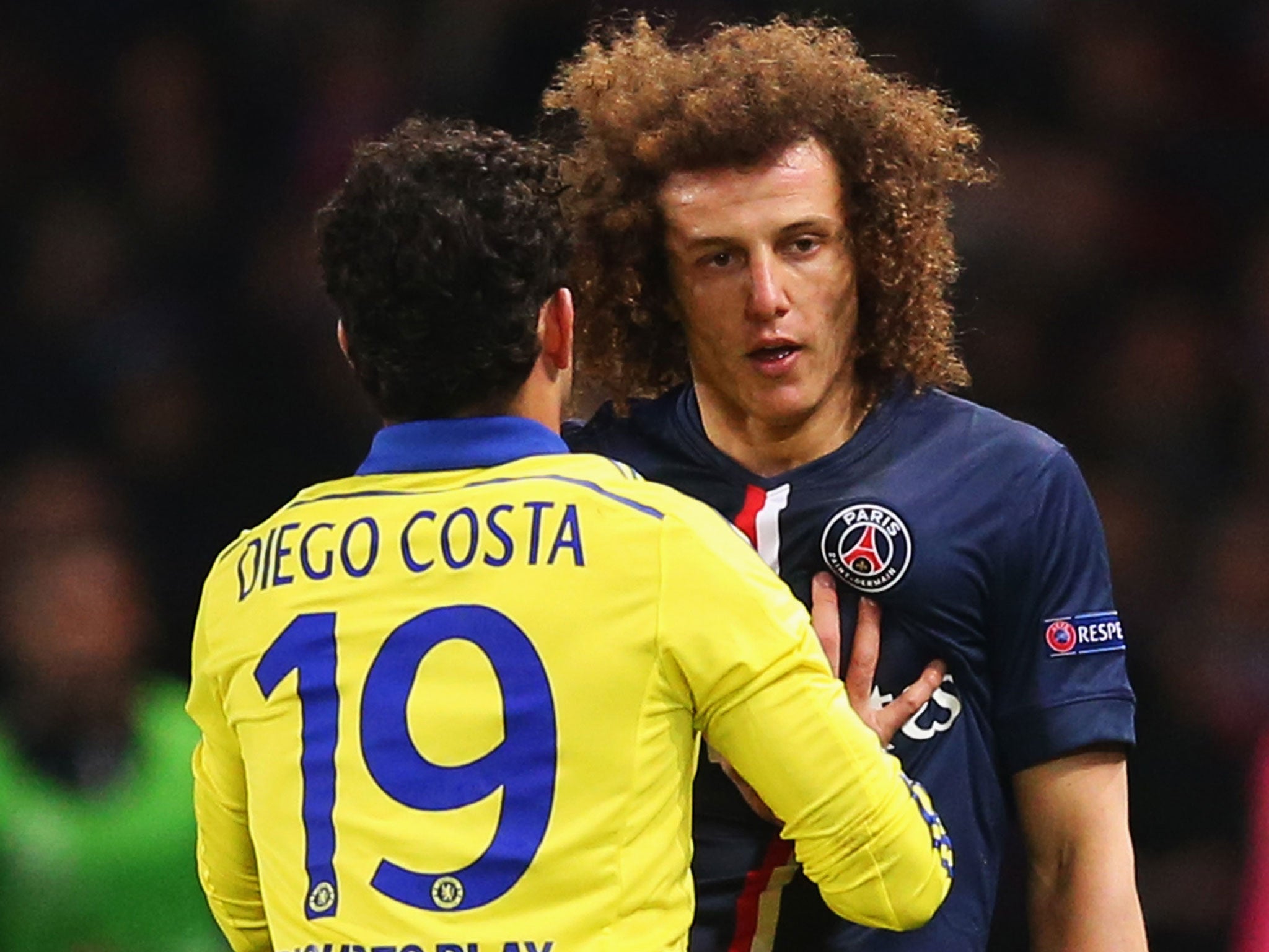 David Luiz squares off with Diego Costa