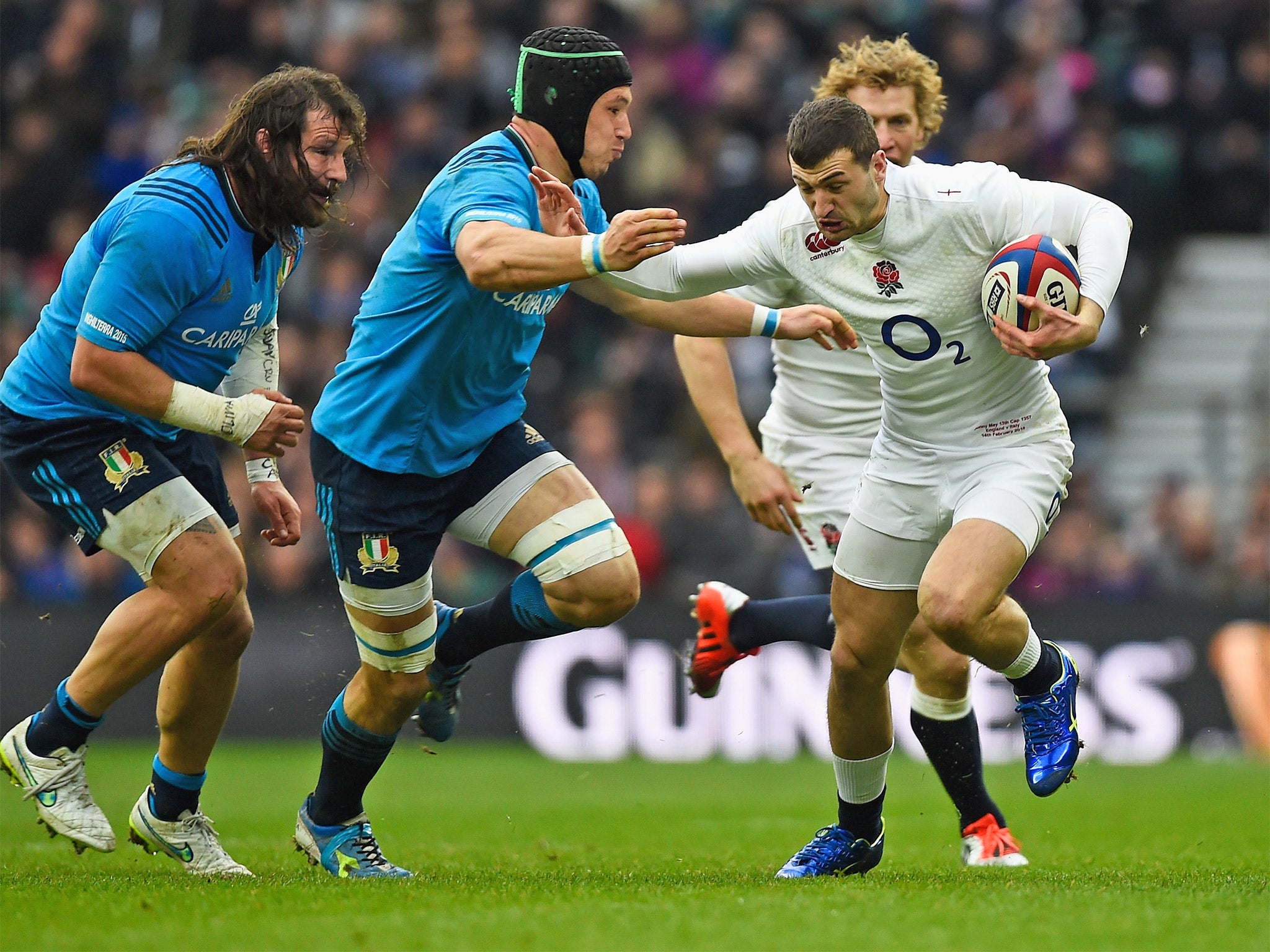 Jonny May (right) was singled out for criticism for his failure to take advantage of an overlap against Italy