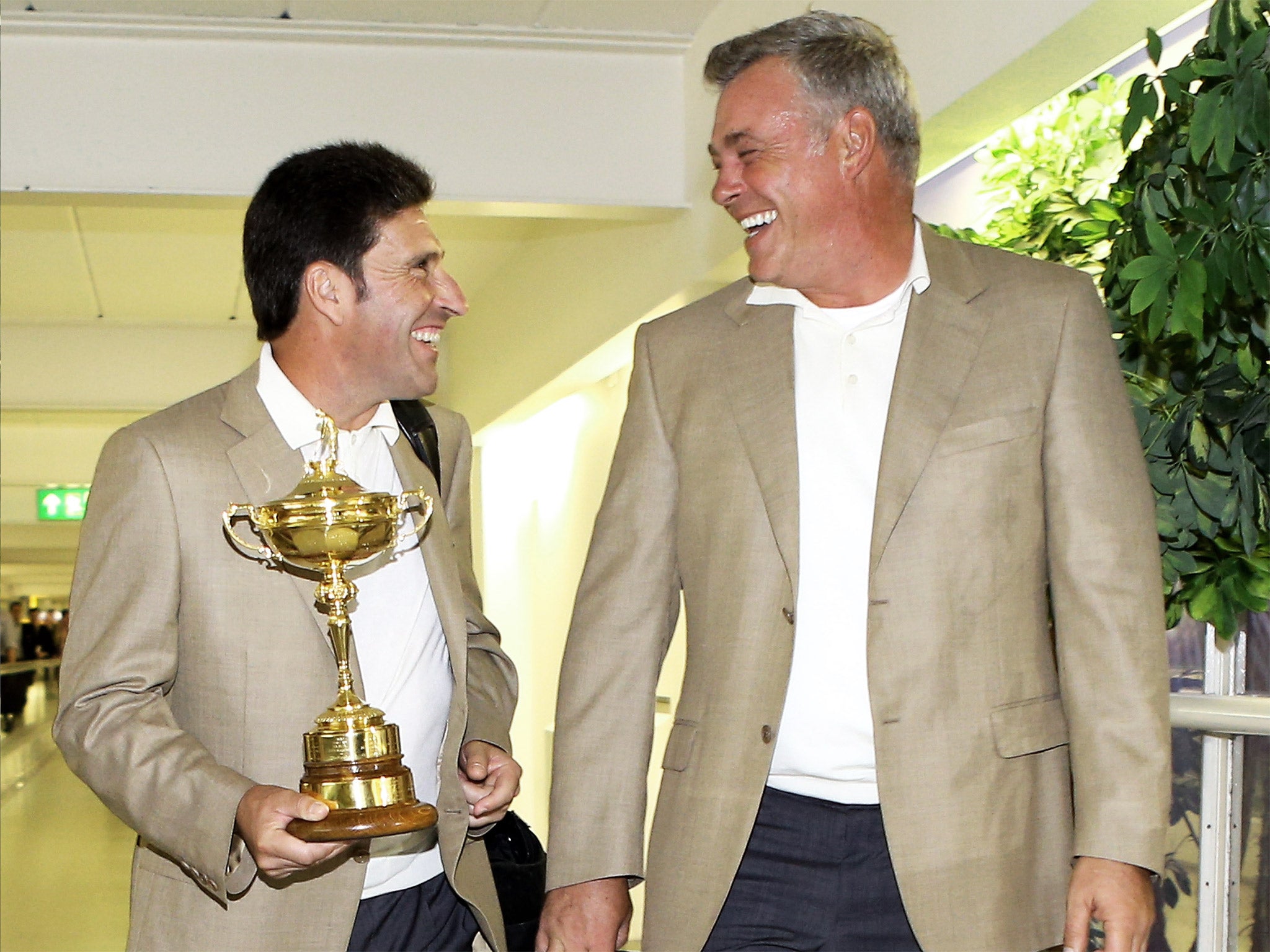 Darren Clarke was vice-captain for Europe's 2012 triumph in Medinah, which was led by Jose Maria Olazabal, left (Getty)